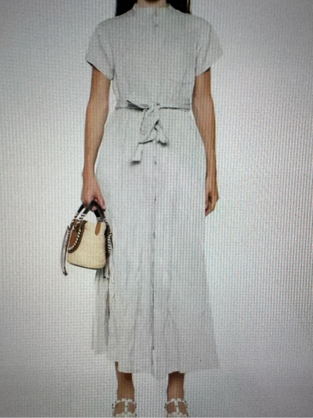 Light Gray Tie Waist Maxi Dress